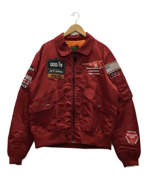 QUESIRAMS（QUESIRAMS）QUESIRAMS (QUESIRAMS) フライトジャケット レッド サイズ:2XLの古着・服飾アイテム