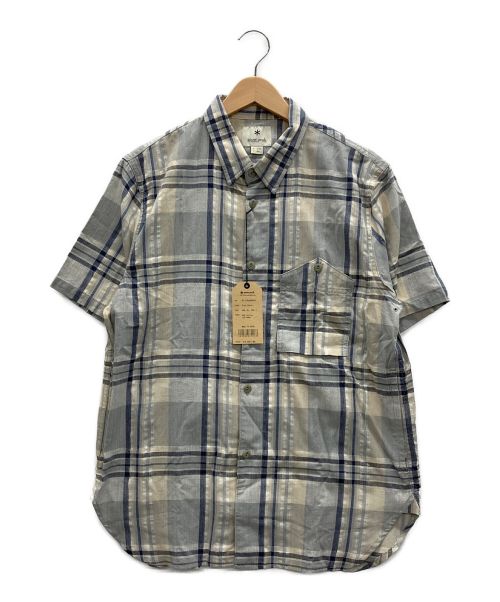 Snow peak（スノーピーク）Snow peak (スノーピーク) 半袖シャツ ベージュ×ネイビー サイズ:XLの古着・服飾アイテム