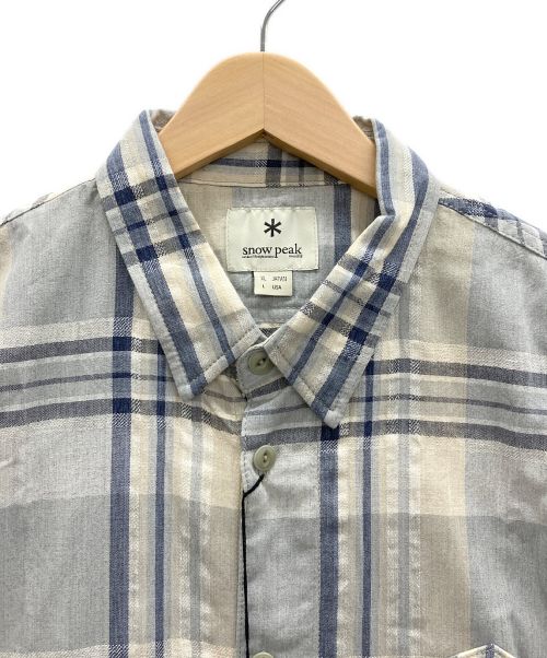 Snow peak（スノーピーク）Snow peak (スノーピーク) 半袖シャツ ベージュ×ネイビー サイズ:XLの古着・服飾アイテム