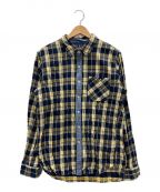BEAMSビームス）の古着「チェックシャツ」｜イエロー×ネイビー