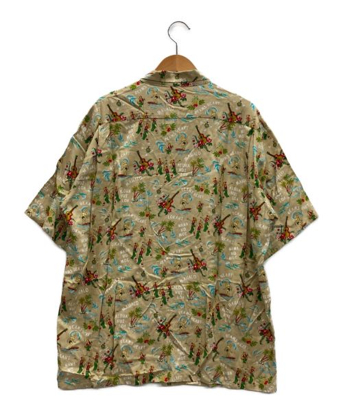 BEAMS HEART（ビームスハート）BEAMS HEART (ビームスハート) アロハシャツ ベージュ×グリーン サイズ:Lの古着・服飾アイテム