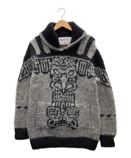 NEIGHBORHOOD（ネイバーフッド）NEIGHBORHOOD (ネイバーフッド) KANATA (カナタ) カウチンニット グレー×ブラック サイズ:Mの古着・服飾アイテム