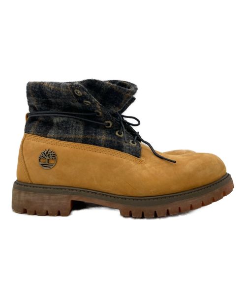 Timberland（ティンバーランド）Timberland (ティンバーランド) WOOLRICH (ウールリッチ) ロールトップブーツ キャメル×グレー サイズ:26.5の古着・服飾アイテム