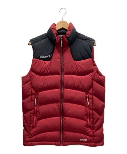 MARMOT（マーモット）MARMOT (マーモット) ダウンベスト レッド×ブラック サイズ:Mの古着・服飾アイテム
