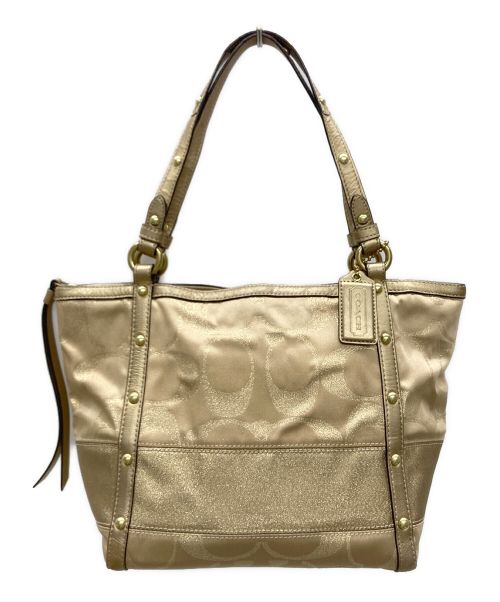 COACH（コーチ）COACH (コーチ) トートバッグ ベージュ×ゴールドの古着・服飾アイテム