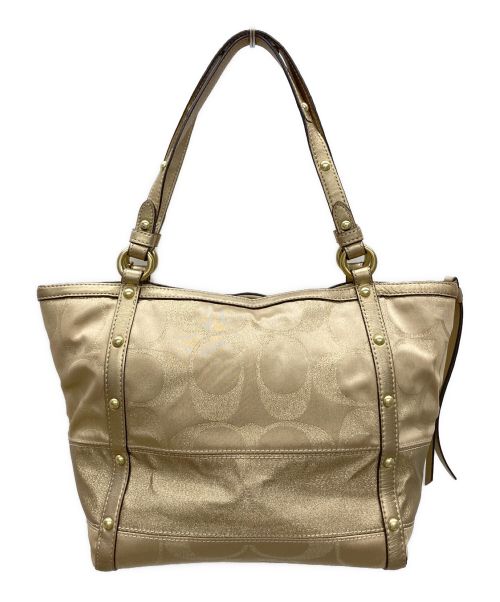 COACH（コーチ）COACH (コーチ) トートバッグ ベージュ×ゴールドの古着・服飾アイテム