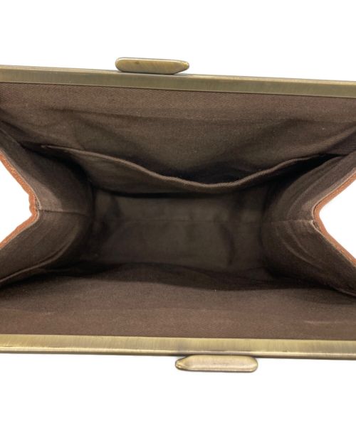TIDE WAY（タイドウェイ）TIDE WAY (タイドウェイ) がま口レザースクエアショルダーバッグ ブラウンの古着・服飾アイテム