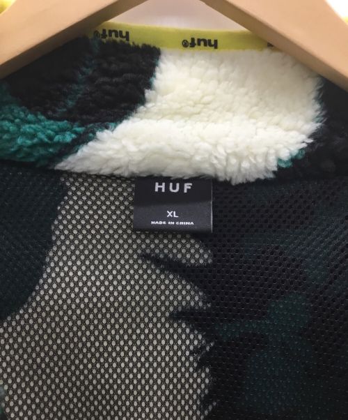 HUF（ハフ）HUF (ハフ) フリースジャケット グリーン×ホワイト サイズ:XLの古着・服飾アイテム