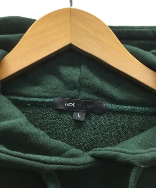 HIDE AND SEEK（ハイドアンドシーク）HIDE AND SEEK (ハイドアンドシーク) パーカー グリーン サイズ:Lの古着・服飾アイテム