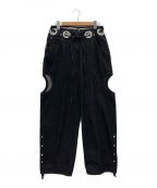 MUSUBOREムスボレ）の古着「eyelet crater denim PT」｜ブラック
