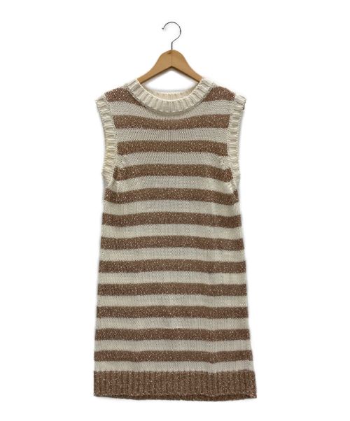 SEE BY CHLOE（シーバイクロエ）SEE BY CHLOE (シーバイクロエ) ニットワンピース ホワイト×ベージュ サイズ:3 未使用品の古着・服飾アイテム