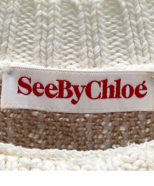SEE BY CHLOE（シーバイクロエ）SEE BY CHLOE (シーバイクロエ) ニットワンピース ホワイト×ベージュ サイズ:3 未使用品の古着・服飾アイテム