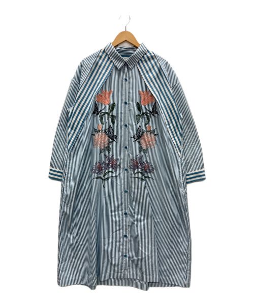 iS ScoLar（イズ スカラー）iS ScoLar (イズ スカラー) シャツワンピース ブルー×ホワイト サイズ:M 未使用品の古着・服飾アイテム