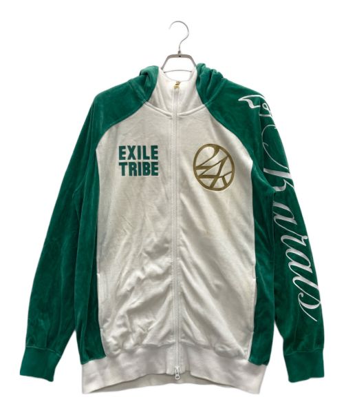 24karats（トゥエンティーフォーカラッツ）24karats (トゥエンティーフォーカラッツ) ベロアセットアップジャージ ホワイト×グリーン サイズ:XLの古着・服飾アイテム