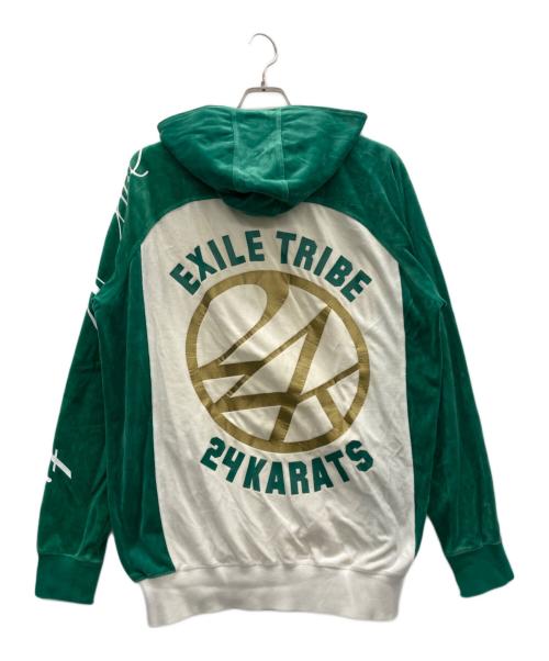 24karats（トゥエンティーフォーカラッツ）24karats (トゥエンティーフォーカラッツ) ベロアセットアップジャージ ホワイト×グリーン サイズ:XLの古着・服飾アイテム