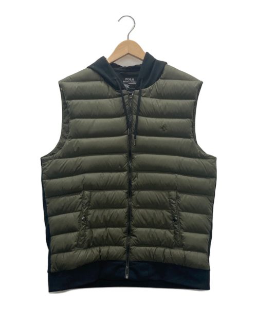 POLO RALPH LAUREN（ポロ・ラルフローレン）POLO RALPH LAUREN (ポロ・ラルフローレン) ダウンベスト カーキ×ブラック サイズ:Mの古着・服飾アイテム