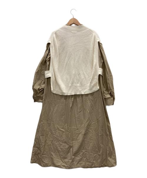 green label relaxing（グリーンレーベルリラクシング）green label relaxing (グリーンレーベルリラクシング) ニットベスト＆シャツワンピースセット ホワイト×ベージュ サイズ:表記無しの古着・服飾アイテム