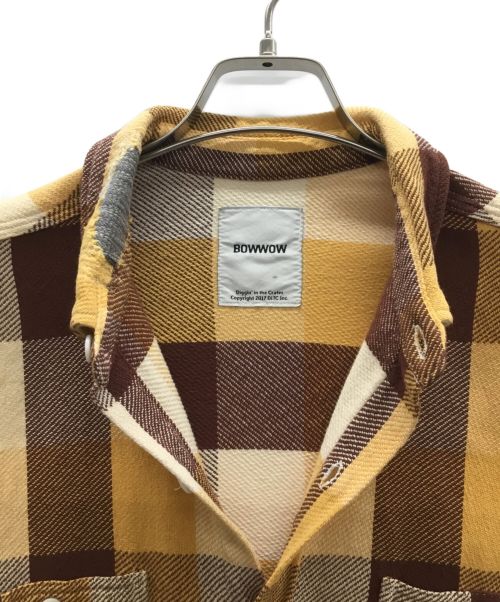 BOWWOW（バウワウ）BOWWOW (バウワウ) リペアエイジングフランネルシャツ オレンジ サイズ:XLの古着・服飾アイテム