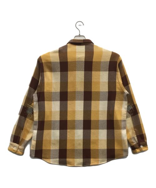 BOWWOW（バウワウ）BOWWOW (バウワウ) リペアエイジングフランネルシャツ オレンジ サイズ:XLの古着・服飾アイテム