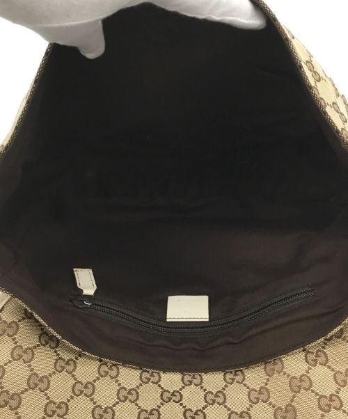 GUCCI（グッチ）GUCCI (グッチ) キャンバスショルダーバッグ ブラウン×ホワイトの古着・服飾アイテム