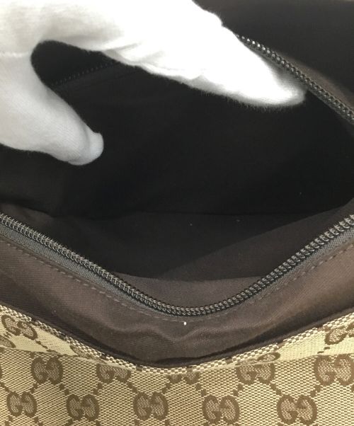 GUCCI（グッチ）GUCCI (グッチ) キャンバスショルダーバッグ ブラウン×ホワイトの古着・服飾アイテム
