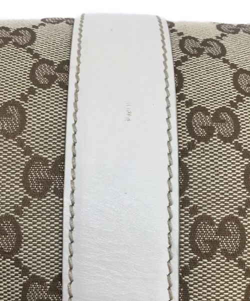 GUCCI（グッチ）GUCCI (グッチ) キャンバスショルダーバッグ ブラウン×ホワイトの古着・服飾アイテム