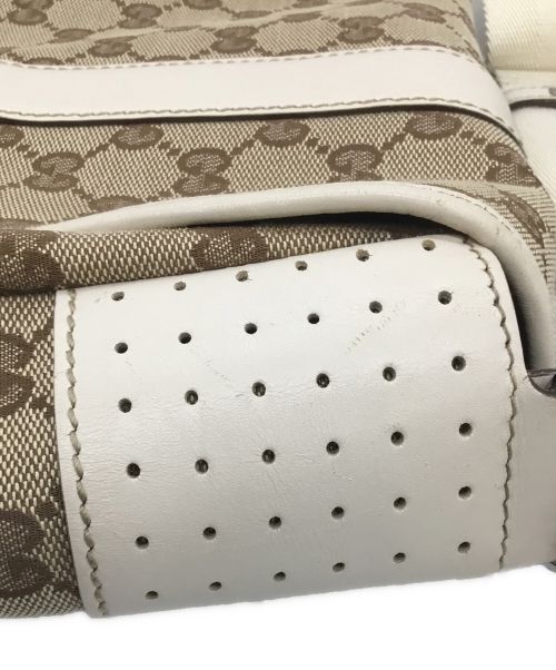 GUCCI（グッチ）GUCCI (グッチ) キャンバスショルダーバッグ ブラウン×ホワイトの古着・服飾アイテム
