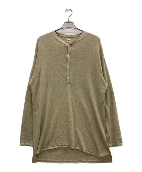 Ron Herman（ロンハーマン）Ron Herman (ロンハーマン) リネンヘンリーネックニット ベージュ サイズ:Lの古着・服飾アイテム