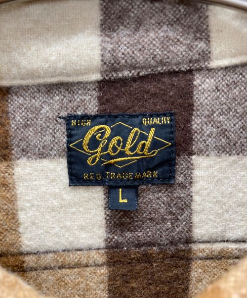 gold（ゴールド）gold (ゴールド) ネルシャツ ブラウン サイズ:Lの古着・服飾アイテム