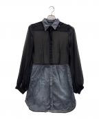 DIESELディーゼル）の古着「切替シャツ」｜ネイビー×ブラック