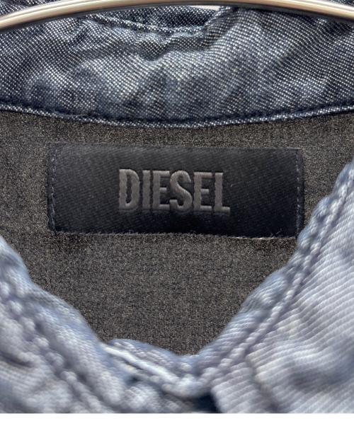 DIESEL（ディーゼル）DIESEL (ディーゼル) 切替シャツ ネイビー×ブラック サイズ:Sの古着・服飾アイテム