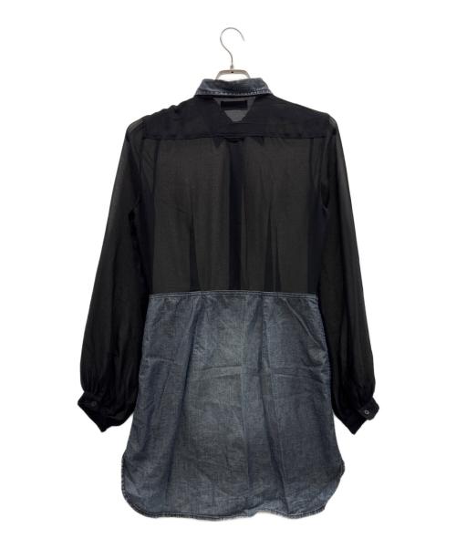 DIESEL（ディーゼル）DIESEL (ディーゼル) 切替シャツ ネイビー×ブラック サイズ:Sの古着・服飾アイテム