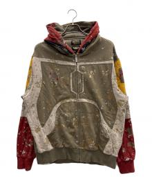 MARC ECKO（マークエコ）の古着「ジップパーカー」｜カーキ×レッド×イエロー