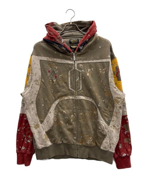 MARC ECKO（マークエコ）MARC ECKO (マークエコ) ジップパーカー カーキ×レッド×イエロー サイズ:Lの古着・服飾アイテム