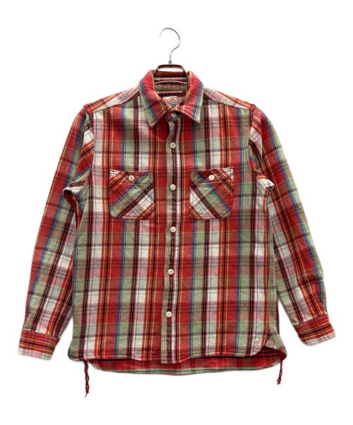 HOUSTON（ヒューストン）HOUSTON (ヒューストン) シャツ レッド×グリーン サイズ:Lの古着・服飾アイテム