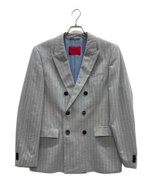 HUGO BOSS（ヒューゴ ボス）HUGO BOSS (ヒューゴ ボス) ダブルジャケット グレー×ホワイト サイズ:46の古着・服飾アイテム