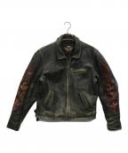 HARLEY-DAVIDSONハーレーダビッドソン）の古着「ライダースジャケット」｜ブラウン×レッド