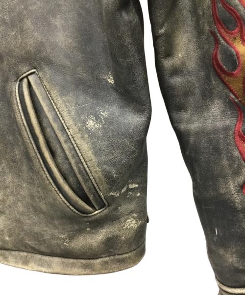 HARLEY-DAVIDSON（ハーレーダビッドソン）HARLEY-DAVIDSON (ハーレーダビッドソン) ライダースジャケット ブラウン×レッド サイズ:Lの古着・服飾アイテム