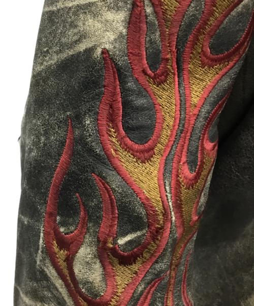 HARLEY-DAVIDSON（ハーレーダビッドソン）HARLEY-DAVIDSON (ハーレーダビッドソン) ライダースジャケット ブラウン×レッド サイズ:Lの古着・服飾アイテム