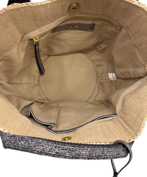 VIOLAd'ORO（ヴィオラドーロ）VIOLAd'ORO (ヴィオラドーロ) カゴバッグ カーキ×ブラックの古着・服飾アイテム