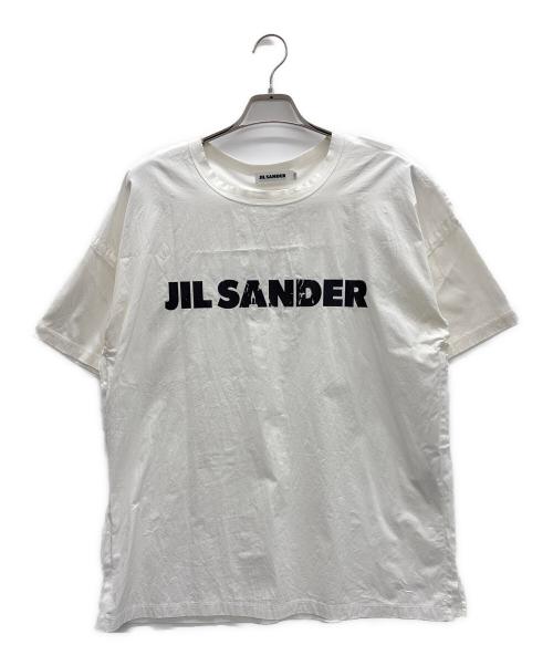 JIL SANDER（ジルサンダー）JIL SANDER (ジルサンダー) ロゴプリントカットオフTシャツ ホワイト サイズ:Lの古着・服飾アイテム