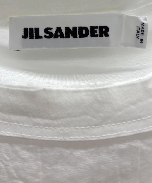 JIL SANDER（ジルサンダー）JIL SANDER (ジルサンダー) ロゴプリントカットオフTシャツ ホワイト サイズ:Lの古着・服飾アイテム