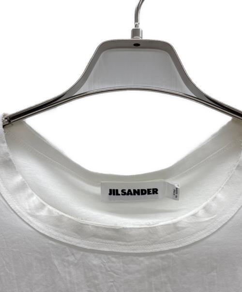 JIL SANDER（ジルサンダー）JIL SANDER (ジルサンダー) ロゴプリントカットオフTシャツ ホワイト サイズ:Lの古着・服飾アイテム