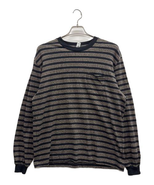 ENDS and MEANS（エンズアンド ミーンズ）ENDS and MEANS (エンズアンド ミーンズ) ボーダーカットソー ブラック×ブラウン サイズ:Sの古着・服飾アイテム