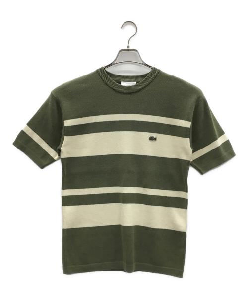 LACOSTE（ラコステ）LACOSTE (ラコステ) 半袖ニット グリーン×ベージュ サイズ:XSの古着・服飾アイテム
