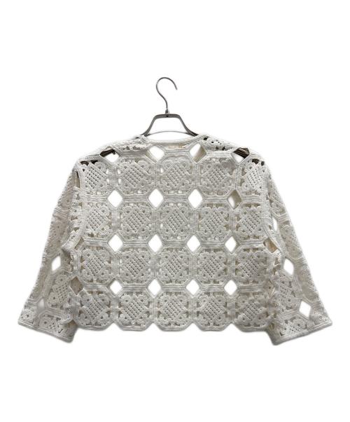 BALLSEY（ボールジィ）BALLSEY (ボールジィ) スクエアモチーフエンブロイダリー クルーネックプルオーバー ホワイト サイズ:36の古着・服飾アイテム