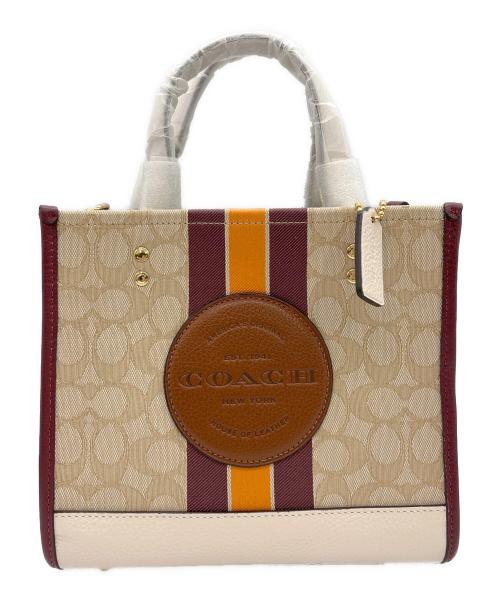COACH（コーチ）COACH (コーチ) キャンバスレザートートバッグ ブラウン×ホワイト 未使用品の古着・服飾アイテム