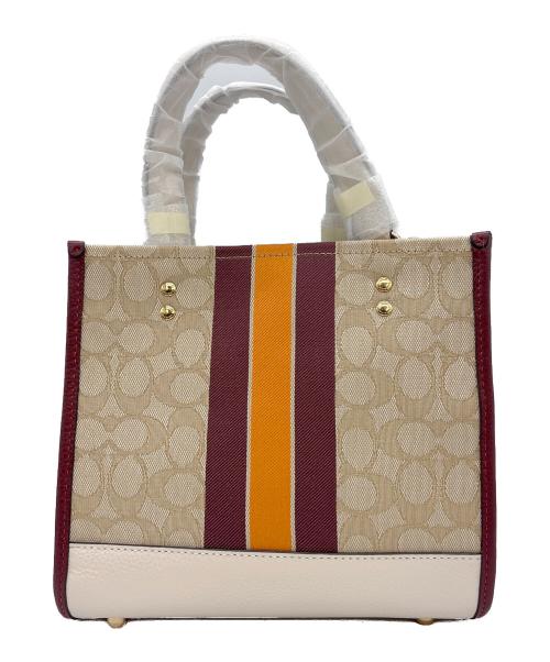 COACH（コーチ）COACH (コーチ) キャンバスレザートートバッグ ブラウン×ホワイト 未使用品の古着・服飾アイテム