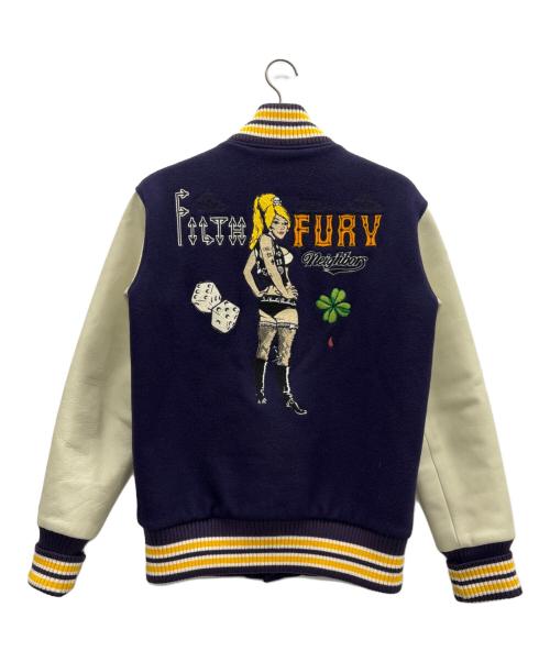 NEIGHBORHOOD（ネイバーフッド）NEIGHBORHOOD (ネイバーフッド) スタジャン ネイビー×ホワイト サイズ:Mの古着・服飾アイテム