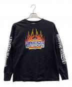 VANSONバンソン）の古着「ロングスリーブTシャツ」｜ブラック×レッド
